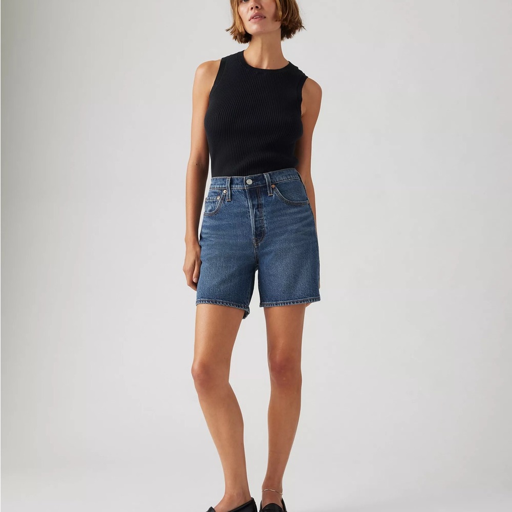 HIGH RISE MID-THIGH LEVI SHORTS - Picture 7 of 8